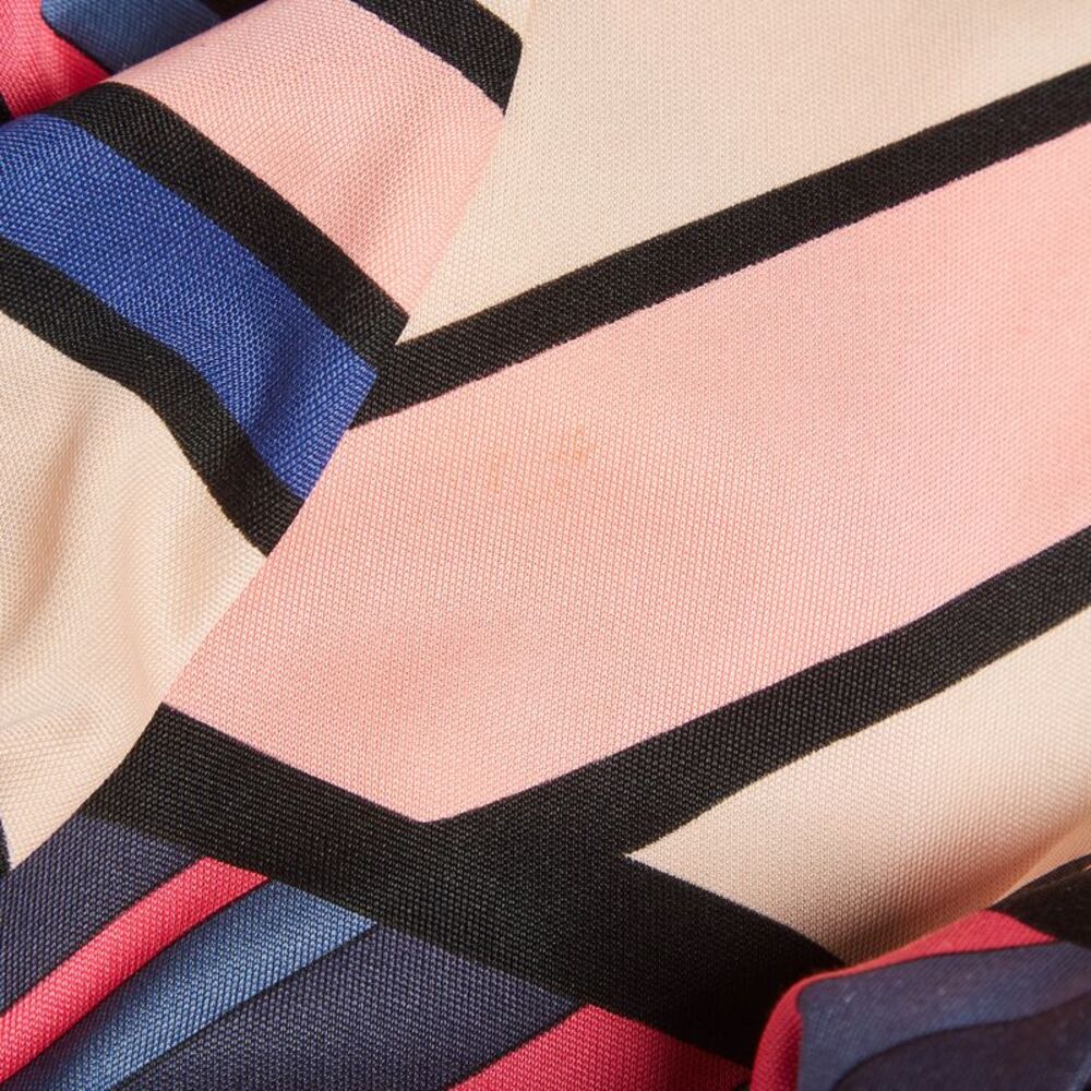 Emilio Pucci Pink Stripe Print Jersey Midi Wrap Dress L - Picture 5 of 7